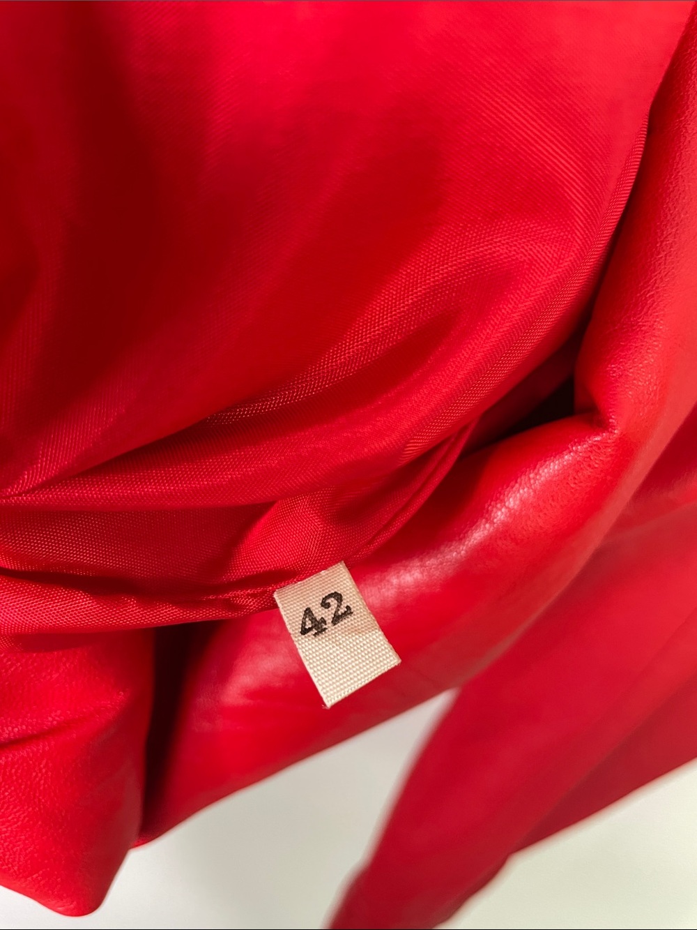 Red Leather Puff-Sleeve Jacket 1980s Vintage - Picture 8 of 10
